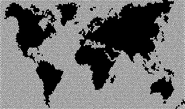 モザイクでできた世界地図