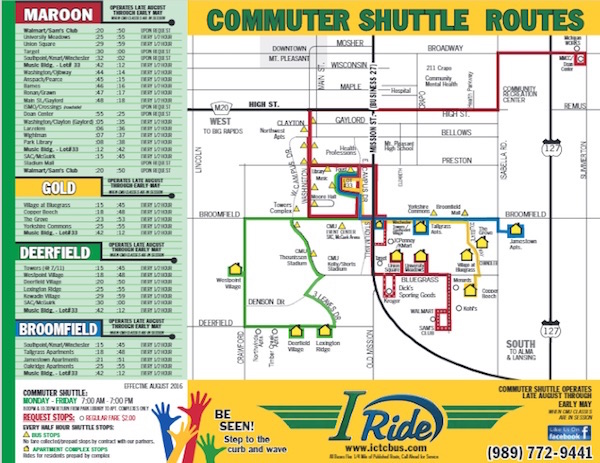 ミシガン州の大学のバスの路線図