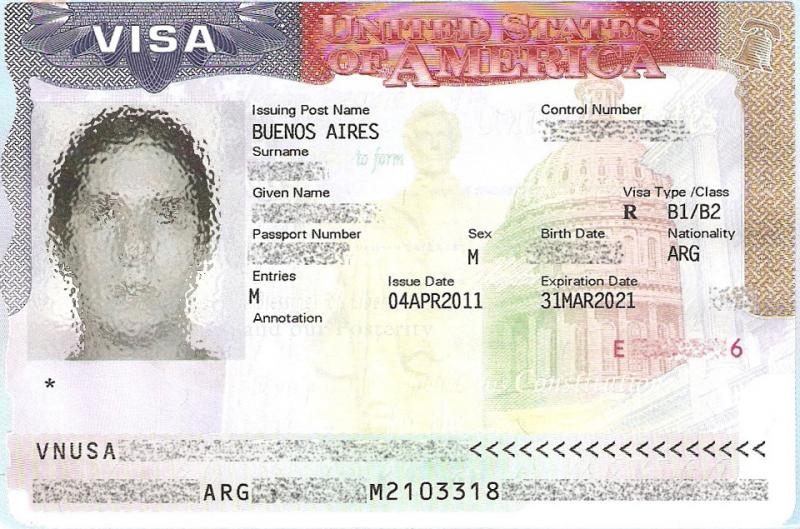 アメリカのビザの写真です