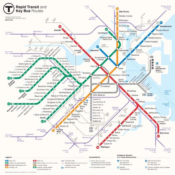 ボストンの地下鉄路線図