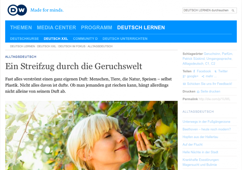 ドイツの放送局Deutsche Welleのウェブサイトキャプチャ