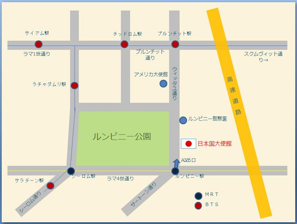 在タイ日本国大使館の地図