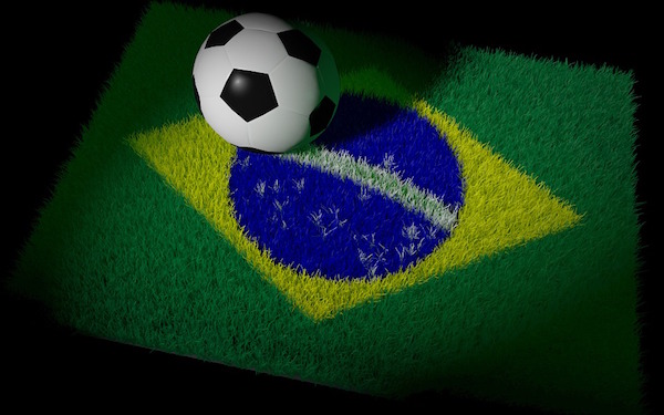 ブラジルの国旗とサッカーボール